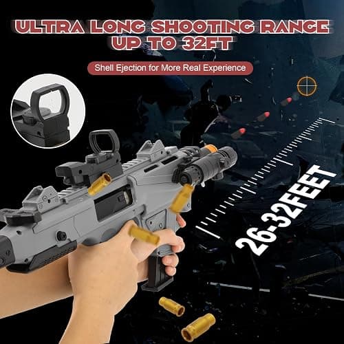 Spcozgil Soft Bullet Two Modes Toy Gun Shell Ejecting with 80 Soft Bullets 40 Shells, Realistic Gray Toy Guns, Shooting Play Gun thumbnail 3