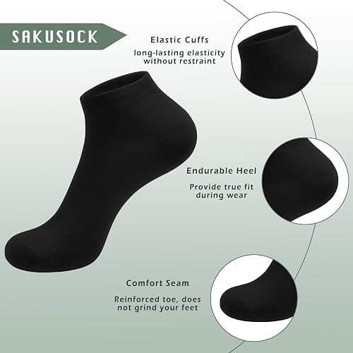 Bamboo Fiber Women's Athletic Ankle Cut Socks Comfort Flat Casual Sock, 6 Pack Ladies Soft Running Sports Sock thumbnail 3