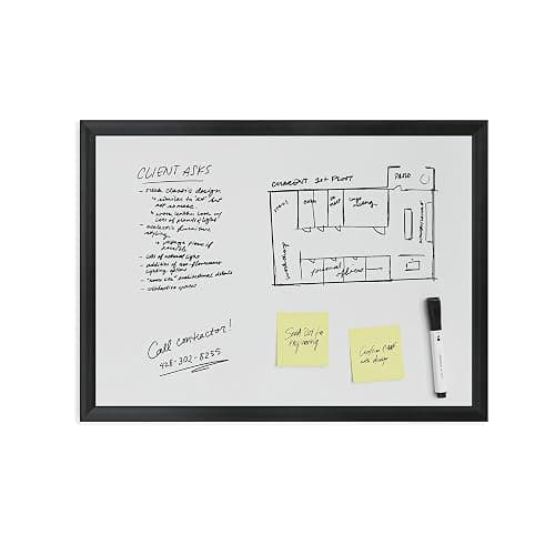 U Brands Magnetic Dry Erase Board White Board, 24" x 18" Inches, Black Wood Frame (307U00-01) thumbnail 4