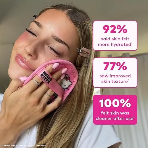 The Original MakeUp Eraser 7-Day Set, Erase All Makeup with Just Water, Including Waterproof Mascara, Eyeliner, Foundation, Lipstick, Sunscreen, and More! (Hello Kitty Classic), 7ct. thumbnail 5