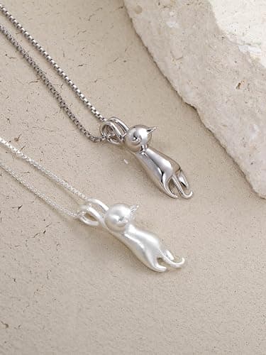 S.Leaf 925 Sterling Silver Cat Necklace Jewelry for Women Trendy Dainty Charm Pendant Necklaces Best Friend Birthday Gifts for Her Sister Mom Wife Womens thumbnail 7