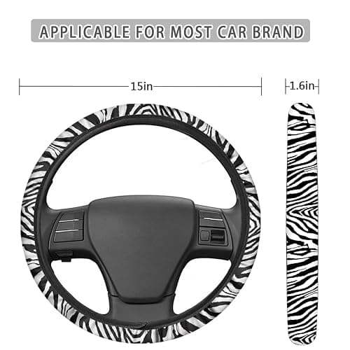 FUIALDOLG Zebra Print Car Steering Wheel Covers Non-Slip Universal 14 to 15 inch Fit Almost Cars Steering Wheel Cover Elastic Protection Sweat Absorption Automotive Decor thumbnail 5