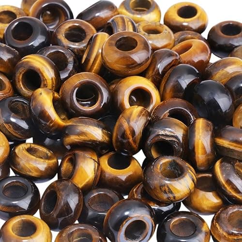 SUNYIK Tiger's Eye Stone Large Hole (6mm) Rondelle Loose Charms European Bead fits Bracelet,Jewelry Makings Pack of 20 thumbnail 5