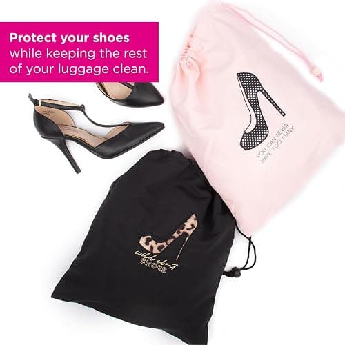 Miamica Shoe Storage Bag – 11” x 9” – Cute Shoe Bag for Women w Interior Divider, Protects Luggage - Fits 1-2 Pairs of Shoes thumbnail 4
