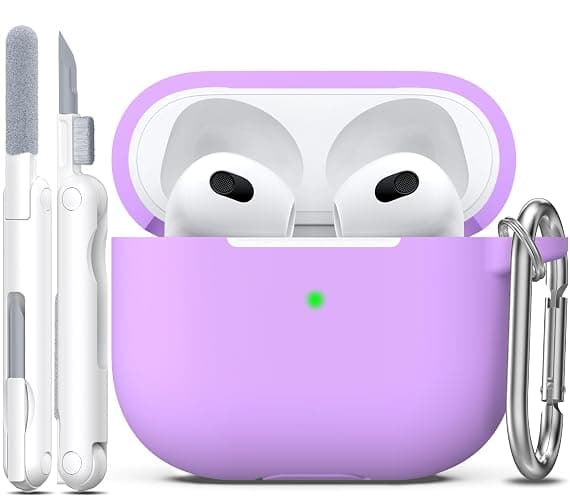 R-fun for AirPods 3 Case Silicone Cover, Lavender | Compatible with Apple AirPods 3rd Generation (2021) with Keychain & Cleaner Kit, Wireless Charging Compatible - Image 1