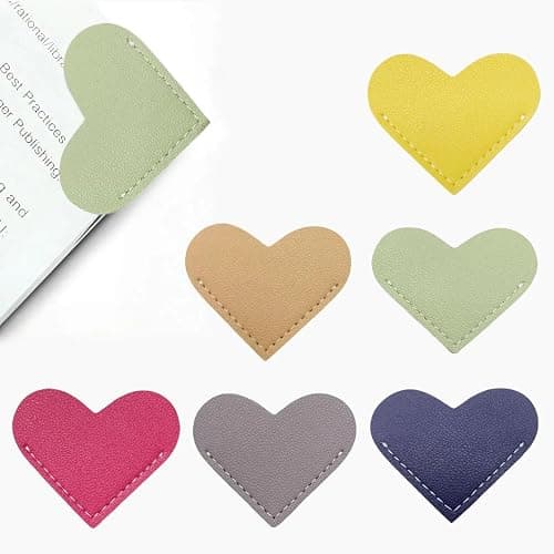 Leather Heart Bookmarks - Winjeto 6 Pieces Cute Corner Page Book Marks for Teachers Students Book Reading Lovers, for School Office Home Supplies (Sweet（6pcs）) - Image 1