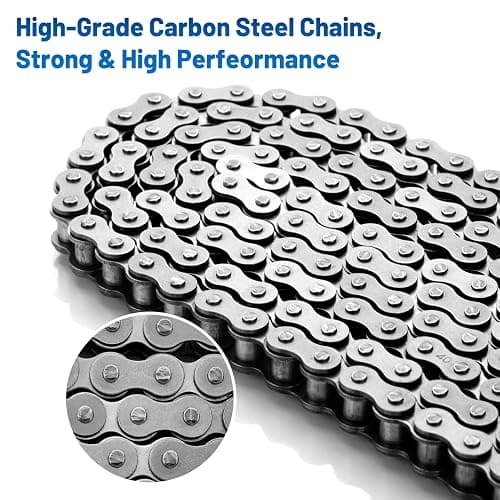 Belleone #40 Roller Chain - 10 Feet #40 Chain with 5 Connecting Links for Go Karts, Mini Bikes, Scooters, Motorcycles, Bycicles, ATV, MTV, Dirt Bike and Other Industrial Machinery - 240 Links thumbnail 3
