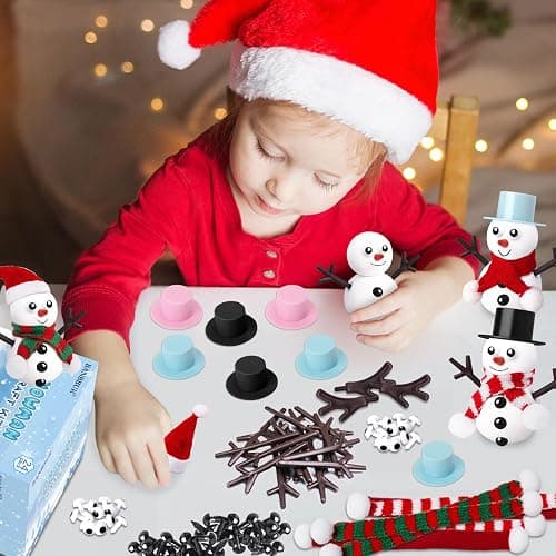BANBBUR 24 Pack Stocking Stuffers for Kids,Christmas Crafts for Kids Bulk,Build a Snowman Kit,DIY Snowman Crafts Modeling Clay,Christmas Stocking Stuffers Gifts Activities for Boys Girls thumbnail 6