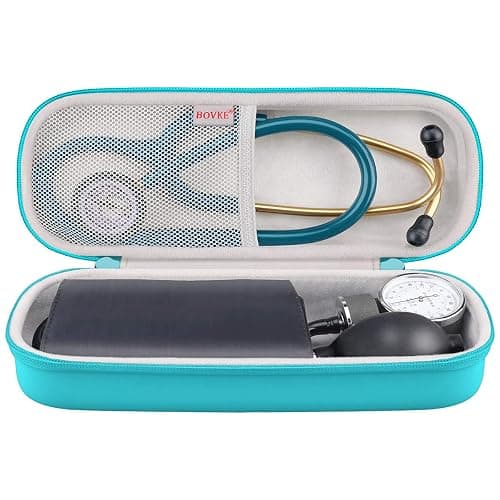 BOVKE Travel Carrying Case Compatible with 3M Littmann Classic III, Lightweight II S.E, MDF Acoustica Deluxe Stethoscopes - Extra Room for Medical Scissors EMT Trauma Shears and LED Penlight, Emerald thumbnail 2