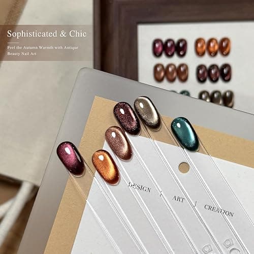 GAOY Glitter Cat Eye Gel Nail Polish Set with Magnet, 6 Colors Brown Green Purple Gold, Holographic Shimmer UV Soak Off Gel Polish for Salon & DIY Nail Art thumbnail 3