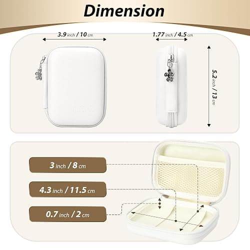 Linpr Digital Camera Case for KODAK PIXPRO FZ55/FZ45, Case Only, White | Fits CAMKORY DC403 and Canon PowerShot ELPH 360 HS Compact Digital Cameras, Small Hard Shell Camera Pouch with Mesh Pocket thumbnail 2