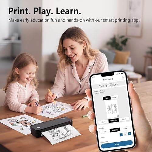 Gloryang Inkless Portable Printer for Travel, Wireless Thermal Printer Supports 8.5 x 11 Inch Thermal Paper, Bluetooth Machine Includes Carry Case and 3 Rolls of Paper Kit, Black thumbnail 9