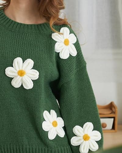 Migratory Bird Guide™ Floral Crewneck Long Sleeve Sweaters for Women 2024 Trendy thumbnail 2