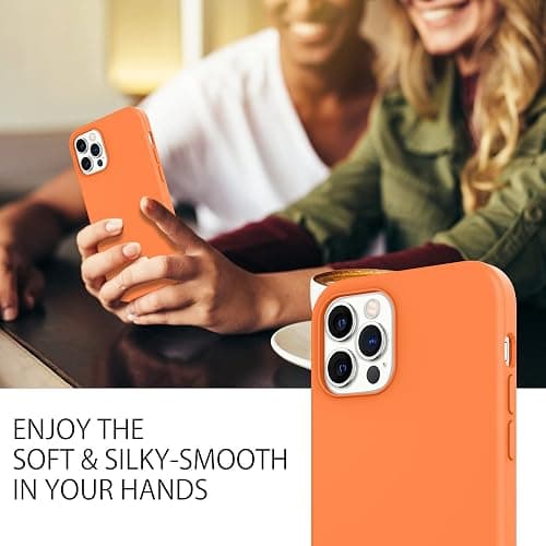 DUEDUE for iPhone 12 Case iPhone 12 Pro Case Liquid Silicone Slim Cover with Microfiber Lining Shockproof Protective Case for iPhone 12/12 Pro 6.1 inch Orange thumbnail 3