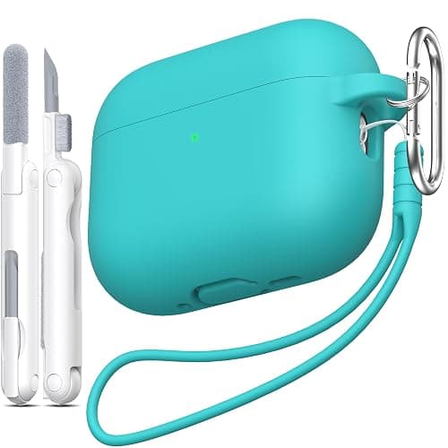MHYALUDO for AirPods Pro 3 Case with Cleaner Kit, Teal | Soft Silicone Protective Cover with Keychain & Lanyard, Shockproof Case, Wireless Charging Compatible - Image 1