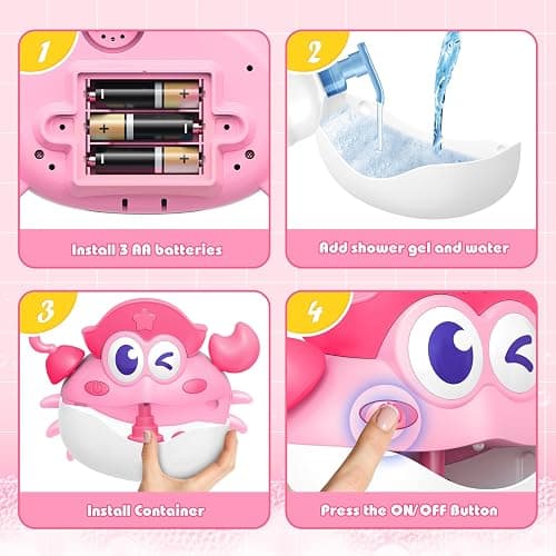 Bath Toys,Light Up Baby Bath Toys Bath Bubble Machine with Colourful RGB Light Great Birthday for Toddler Boys and Girls Tub Toy for Kids Ages 1-3 4-8 thumbnail 5