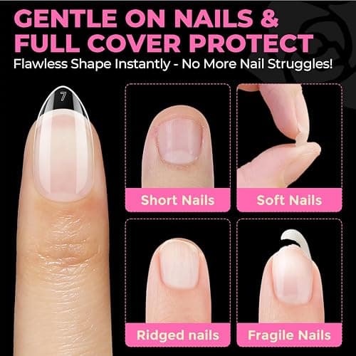 UNA GELLA Short Almond Nail Tips: 504PCS Short Fake Nails Soft Press On Gel Nail Tips Pre Shaped Almond Shape Home Nail Extension Full Cover, 12 Sizes Acrylic Gelly Tips thumbnail 7