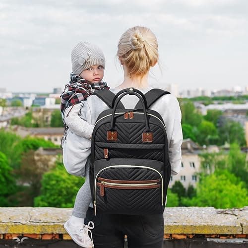 Tenot Diaper Bag Backpack for Women Large Capacity with Insulated Pockets Multifunctional Diaper Bags For Baby Girl Boy Waterproof Baby Bags For Mama Maternity Travel Bag Black thumbnail 6