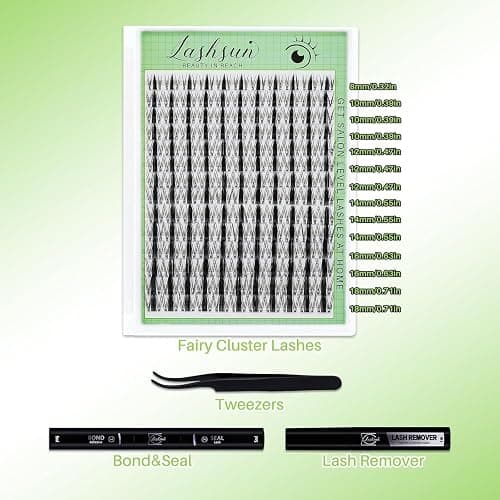 LASHSUN Fairy Lash Clusters Kit Manga Lash Wet-Look Spiky DIY Home or Travel Cluster Eyelash Extensions Pestañas Postizas Naturales Invisible Lash Band+Lash Bond&Seal,Tweezers (Fairy Kit) thumbnail 7