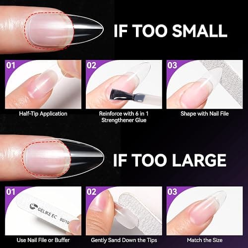 Gelike ec Extra Kurze Ballerina Gel Nagel Tips 240pcs Soft Gel Full Cover Kunstnägel 15 Größe Künstliche Nägel Zum Aufkleben PMMA Pre-Buffed für Nail Art-XXS Short Coffin thumbnail 3