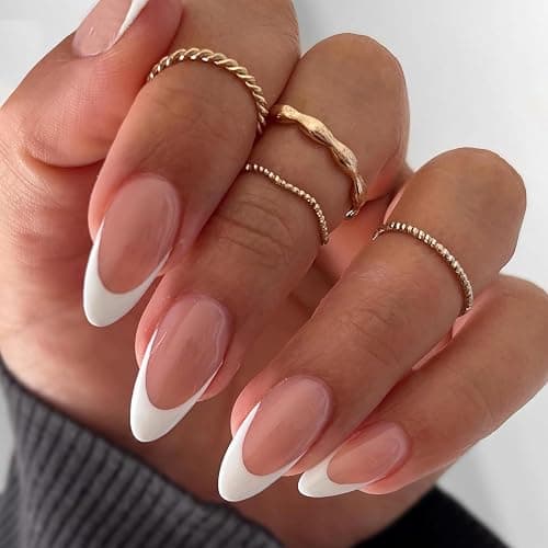 Qsnidy Press on Nails Almond, Brown Nude French Fake Nails Medium Press Ons, Glossy Full Cover Glue On Nails for Women Daily Wear, Natural Fit Acrylic Stick on Nail Kit - 24 Pieces in 12 Sizes thumbnail 3
