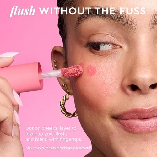 Glow Recipe Niacinamide Dewy Flush Tinted Liquid Blush Serum - Glowy Blush for Cheeks to Smooth, Hydrate & Brighten - Liquid Korean Makeup with Buildable Soft Pink Tint - Watermelon Flush (0.4 oz) thumbnail 2