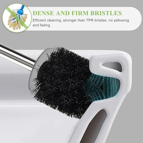 AONEZ Compact Toilet Brush & Holder, Stainless Steel Handle, Space Saving for Storage, Deep Cleaning, Drip-Proof, Easy to Assemble, Nylon Bristles, White & Grey - White & Grey - 1 Pack thumbnail 3