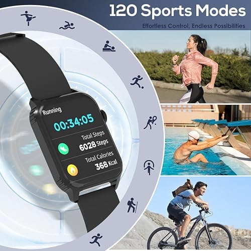 Smart Watch for Men, 120 Sports Modes Smartwatch with 1.83" HD, Alexa Built-in, Heart Rate/Sleep Monitor, IP67 Waterproof, Bluetooth Call & Music Control Fitness Watch for iPhone/Android (Black) thumbnail 5