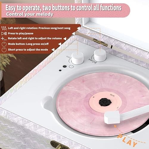 CD Player Portable with Speakers Bluetooth Desktop Knit Retro CD Player for Home Rechargeble Battery Small Vintage CD Player with Bluetooth Input, USB Playback, AUX in, Headphone Jack, Remote Control thumbnail 7
