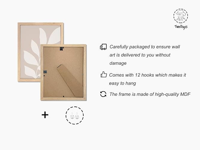 TwoDays Vanilla Girls Room Decor, Clean Girl Aesthetic Wall Art, Boho Beige Posters for Bedroom, Minimalist Cream Prints, Abstract Brown Pictures for Woman. (Set of 6, 10L x 8W, Framed) thumbnail 3