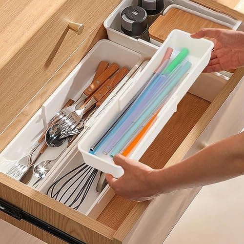 UXIETIN Expandable Straw Organizer Drawer for Cabinet,Reusable Extra Long Straw Drawer Organizer Fits for 60oz Stanley Long Straw thumbnail 6