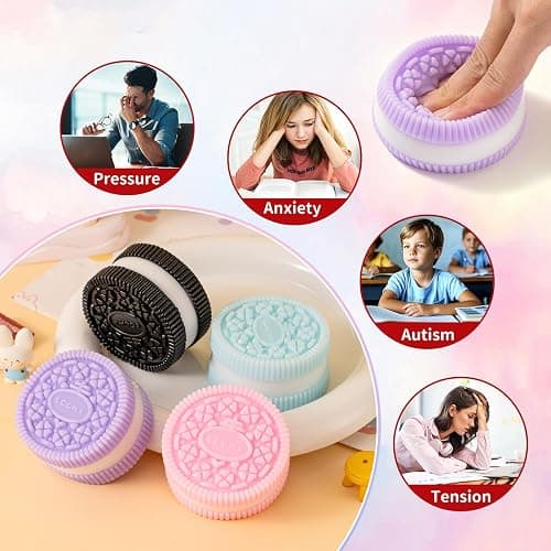 4Pcs Taba Fidget Squishy Toys, Ultra Soft Stress Relief Toys for Kids Adults, Kawaii Cute Cookies Squeeze Sensory Toys, Decompression Anxiety Relief Party Favors Gifts for Girls & Boys thumbnail 4