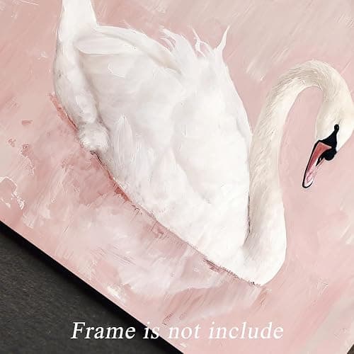 uniro Vintage Wall Art Prints Swan Decor Classical White Swan Canvas Oil Painting Poster for Pink Room Decor, Watercolor Vintage Art Pictures, Pastel Pink Coquette Room Decor for Nursery R oom Deco.r, Bedroom, Girly R.oom Decor for Nursery Bedroom Bathroom Office (8" x 10"-UNFRAMED) thumbnail 6
