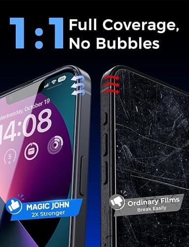 MAGIC JOHN 2 Pack for iPhone 13/14& iPhone 13 Pro 6.1 inch Tempered Glass Screen Protector, Auto Dust-Elimination, Bubble Free, HD Clear, Easy Installation thumbnail 7
