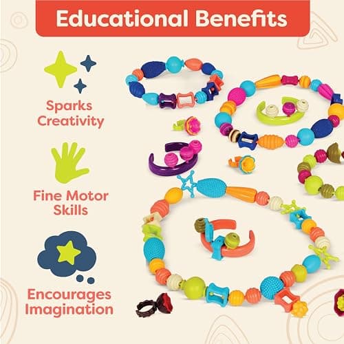 B. toys – Pop Arty! 275 Pieces – Jewlery Making Kit – Creative Pop Snap Bead Set for Kids – DIY Craft Jewelry Making Kit – Necklaces, Rings, Bracelets – 4+ Years thumbnail 5