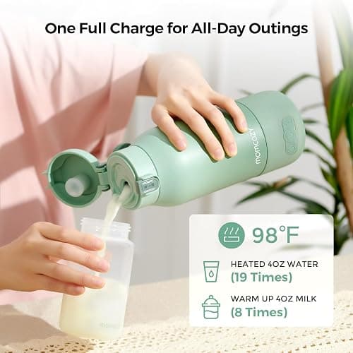 Momcozy Portable Bottle Warmer for Travel – Dual Heating Modes for Breast Milk & Water, Portable Milk Warmer with Fast Heating & Long Battery Life, 17 Ounces Large Capacity to Meet Your All-Day Needs thumbnail 7