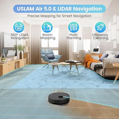 AIRROBO Robot Vacuum and Mop Combo, Self-Emptying, 60-Day Capacity, Home Mapping, Schedule, Wi-Fi/App/Alexa/Remote, 180mins Runtime, T20+ Robotic Vacuum Cleaner for Pet, Hard Floors, Carpet thumbnail 4