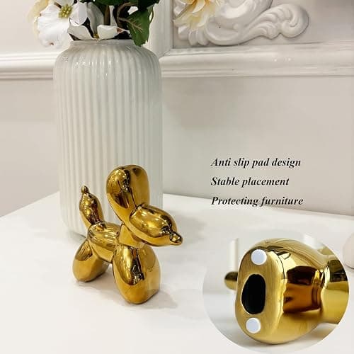 DANELYNN Modern Balloon Dog Decorative Sculpture,Ceramic Dog Figurines Statues Contemporary Art Decor for Living Room,Bedroom,Desk,Bookshelf,Shelf,Coffee Table, Fireplace Mantel (Gold) thumbnail 5