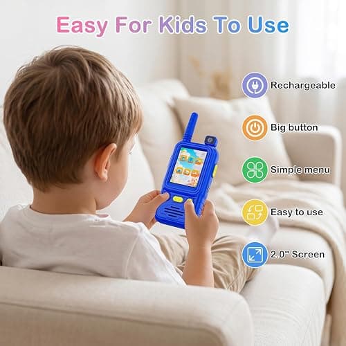 Video Walkie Talkies for Kids 3-8, Rechargeable Walkie Talkies with 180°Rotating Camera & 4 Voice Changer, 2-Way Video & Voice Chat Toy, 600FT Long Range, Birthday Gifts for Boy Girl thumbnail 7