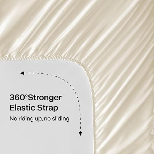 BEDELITE Satin Sheets Full Size Bed Set, Luxury Soft Beige Silky Sheet for Hair and Skin, Similar to Silk Bed Sheets Set 4 Pieces with 1 Deep Pocket Fitted Sheet, 1 Flat Sheet, and 2 Pillowcases thumbnail 5
