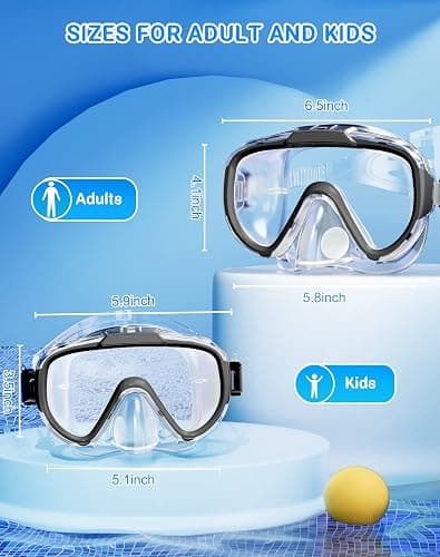 Norabidea Swim Goggles Adult Kids, Anti Fog Swimming Goggles with Nose Cover,No Leaking Clear Snorkel Dive Mask 180 Wide View Men Women Youth Boys Girls thumbnail 2