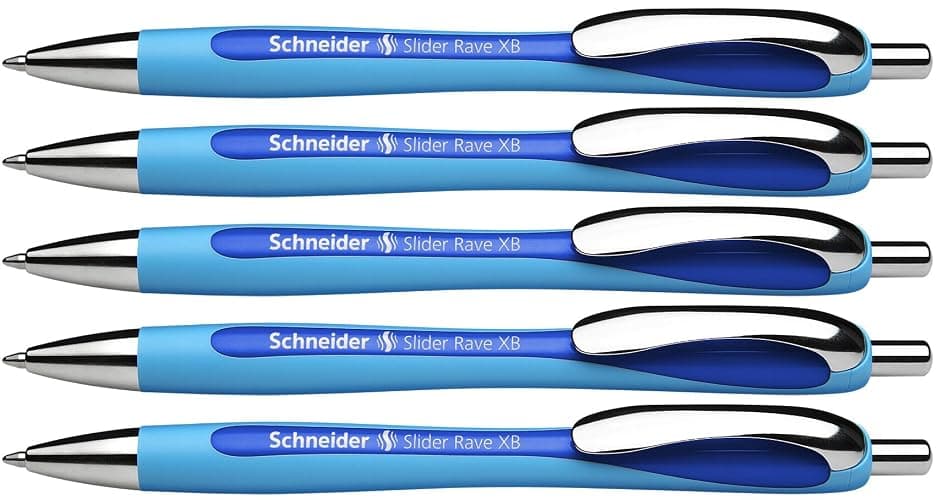 Schneider 132503 Slider Rave XB Kugelschreiber (Strichstärke: XB, dokumentenechte Mine, Made in Germany) 5 Stück, Schreibfarbe: blau - Image 1