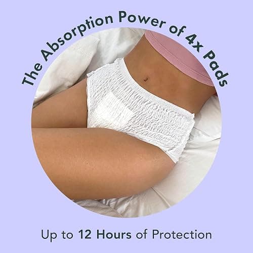 Rael Disposable Underwear for Women, Organic Cotton Cover - Postpartum Essentials, Leak Locker, Unscented, Maximum Coverage (Size S-M, 20 Count) thumbnail 4