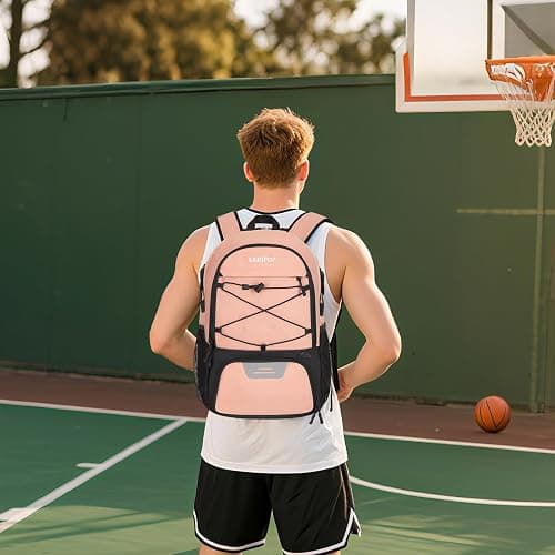 LARIPOP Basketball Backpack with Ball Compartment - Ventilated Shoe Pocket Fits US Size 15, Water Resistant 30L Sports Bag for Men Women Teen Athletes Practice Travel thumbnail 7