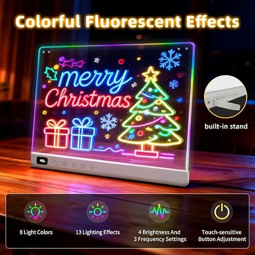 Lumiboard Led Drawing Board with 13 Light Effects, 16" Rechargeable Glow Doodle LED Note Board with Colors, Neon Light Up Drawing Tablet Gifts for Kids for Easter Birthday Christmas Gift Ideas thumbnail 7