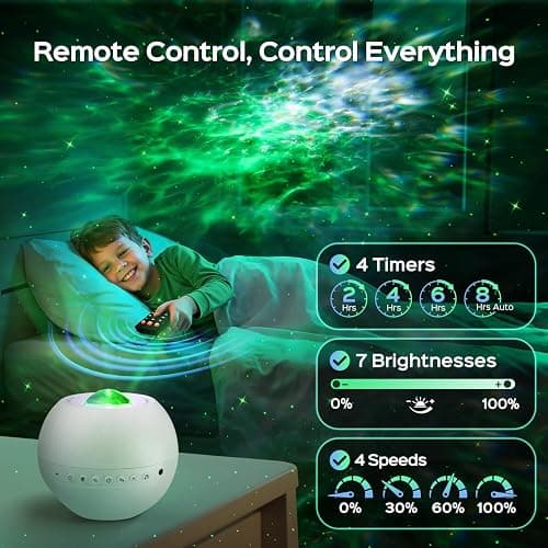 One Fire Galaxy Projector for Bedroom Christmas Gifts for Teen Boys Gifts Women Gifts for Teenage Girls 15 Colors+ 15 White Noise+ Bluetooth Star Projector Night Light for Kids Room Decor Lava Lamp thumbnail 5