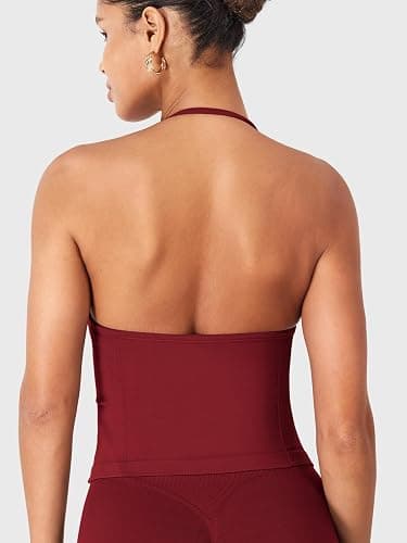 YEOREO scarlet red backless tank top thumbnail 5