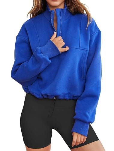 INFITTY Womens Half Zip Pullover Sweatshirts Quarter Zip Hoodies 2026 Long Sleeve Tops Fall Outfits Y2K Winter Clothes - Image 1