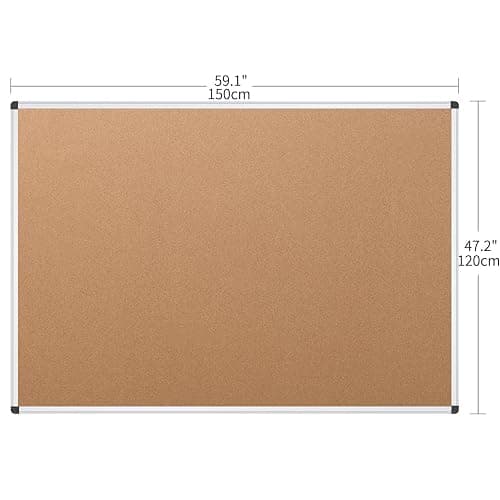 VIZ-PRO Large Cork Bulletin Board, 60 X 48 Inches, Wall-Mounted Corkboard with Silver Aluminium Frame for School, Office, and Home 5' X 4' thumbnail 3