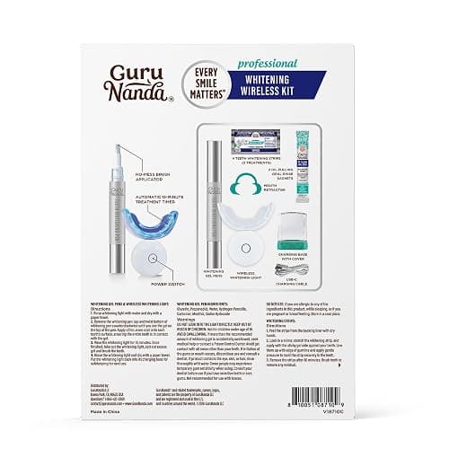 GuruNanda Teeth Whitening Kit, Up to 10 Shades Whitening, 40 Treatments | Wireless Led Accelerator Teeth Whitener|Comes with 8% Hydrogen Peroxide Teeth Whitening Gel Pen & Teeth Whitening Strips thumbnail 9